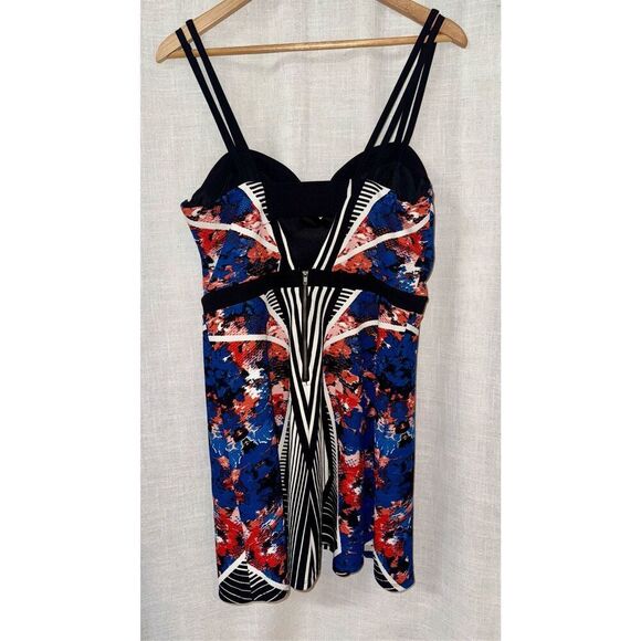 Material Girl Womens Babydoll Bustier Dress Size XL Blue Abstract Strappy Y2K - Picture 6 of 16